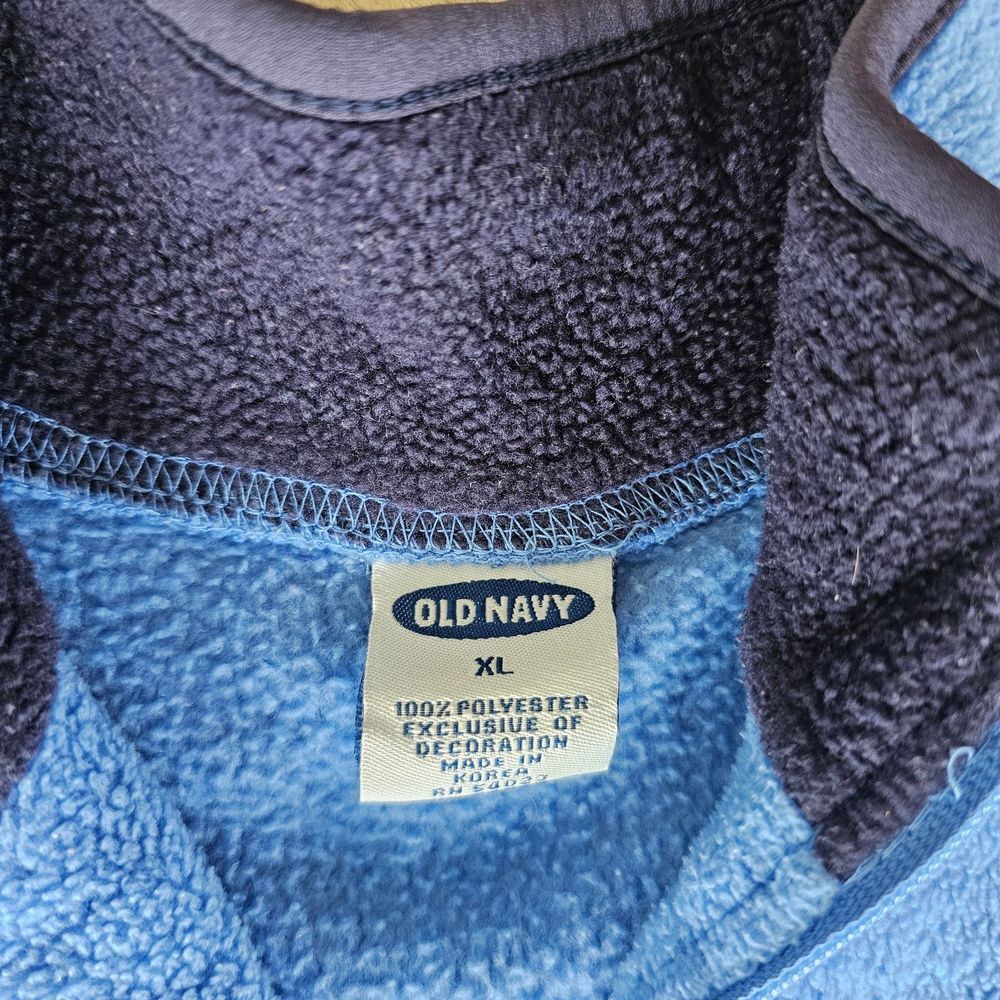 Vintage Old Navy Quarter Zip Fleece Pullover in Light Blue, Sz XL - Picture 3 of 6